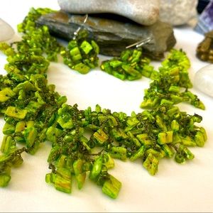 woven necklace and earrings set boho chic